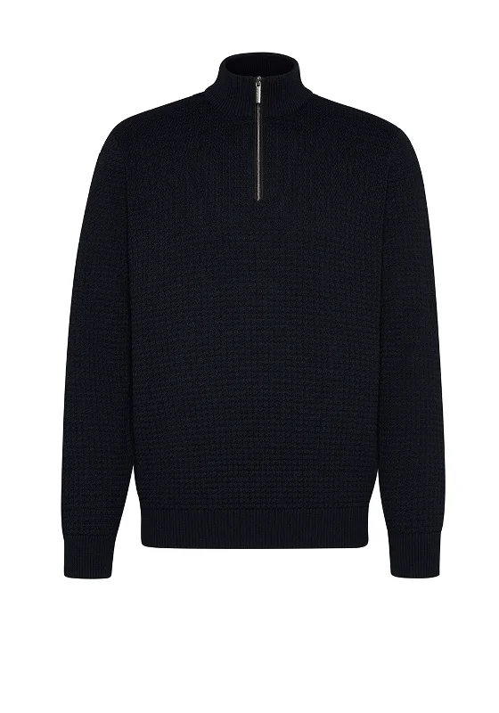 Longline Knit TopsBugatti Troyer Half Zip Knit Sweater, Marine