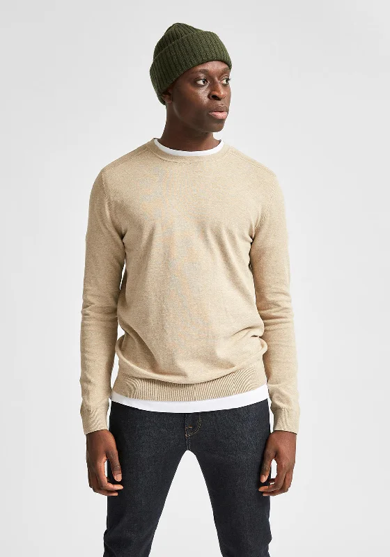 Painted Knit TopsSelected Homme Berg Crew Neck Sweater, Kelp