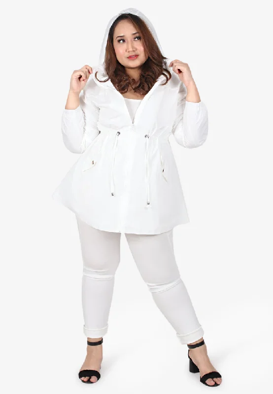 Windsor Plus Size Travel Windbreaker - WhiteLarge women's loose tops