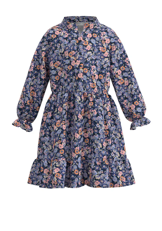 Modern DressName It Kid Girl Tirulle Long Sleeve Floral Dress, Easter Egg