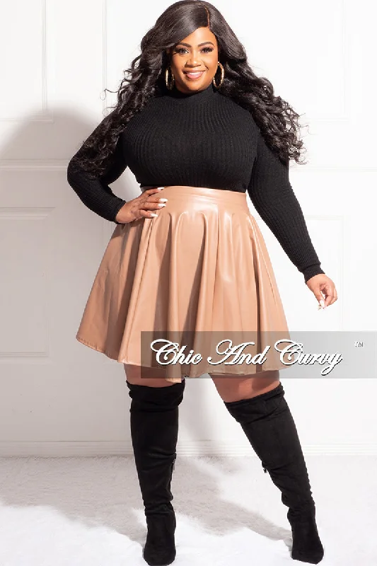 Final Sale Plus Size Faux Leather Skirt in CamelWomen's autumn tops