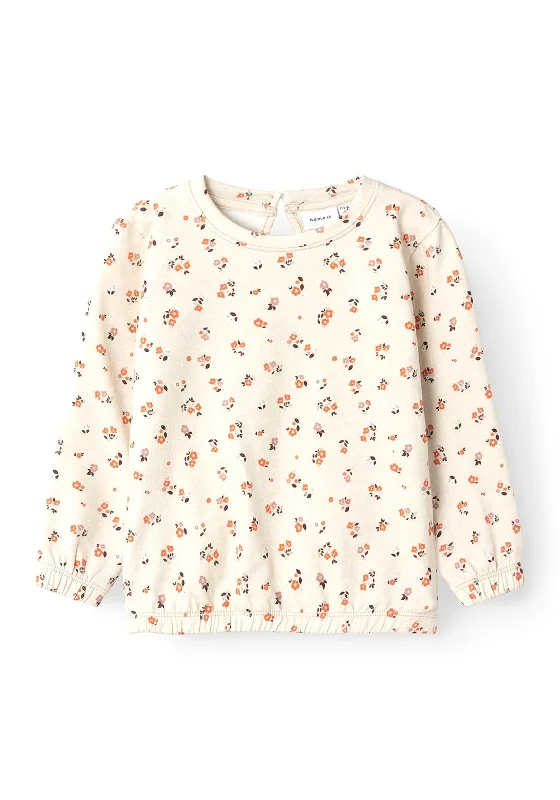 Casual Knit TopsName It Mini Girl Tirae Floral Sweater, Peyote Melange