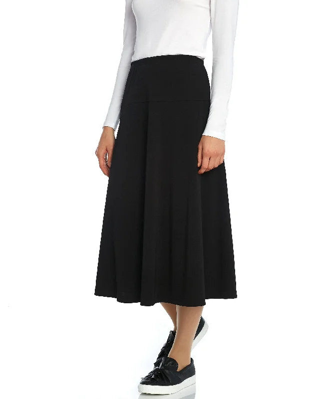 29" Lined Flare Yoke Skirt BlackVelvet Skirt