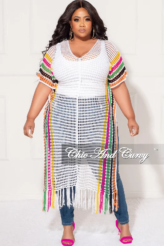 Final Sale Plus Size Crochet Cover Up in White, Green, Fuchsia, Yellow, & BlackWomen's fleece tops