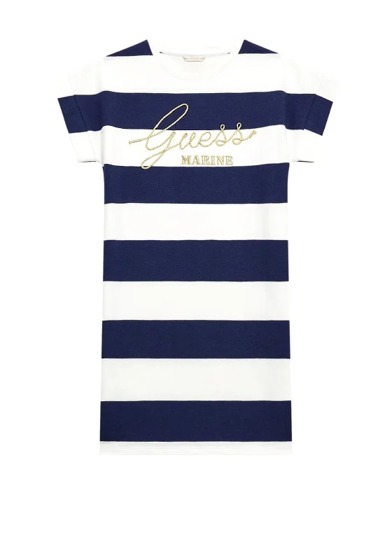 Sleeveless DressGuess Girl Striped Short Sleeve Dress, Navy Multi