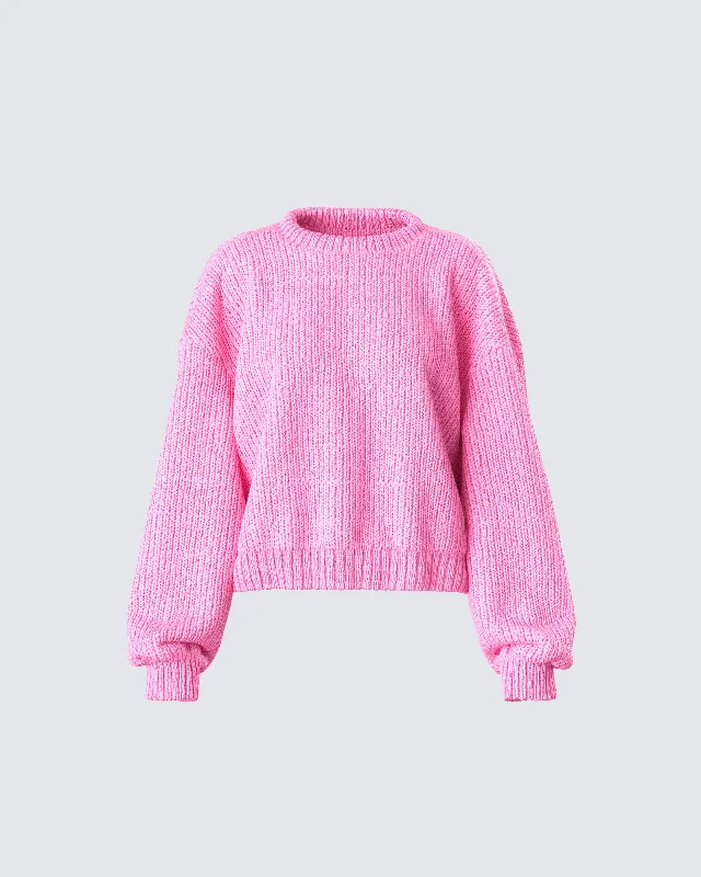 Studded Knit TopsKiera Pink Chunky Sweater Top