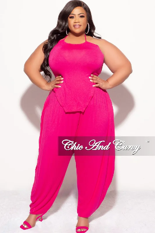 Final Sale Plus Size 2pc Halter Top and Harem Pants in PinkLarge women's quick-drying tops