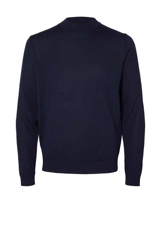 Luxury Knit TopsSelected Homme Town Mock Neck Sweater, Navy Blazer