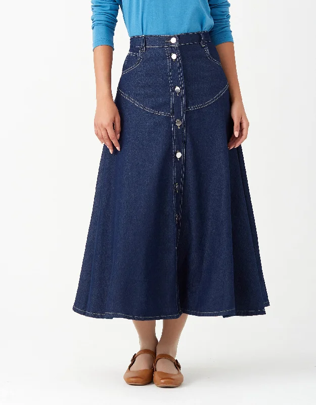 33" Western Stud Button Skirt Dark Blue DenimTutu