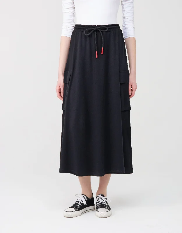 29"-33"-37" Jersey Skirt with Elastic Drawstring Waist and Cargo PocketsUnder Skirt