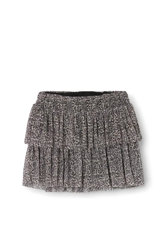 Name It Mini Girl Frisari Layered Animal Print Skirt, BlackFleece-lined Skirt