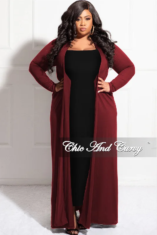 Final Sale Plus Size Duster in BurgundyKnitted Top