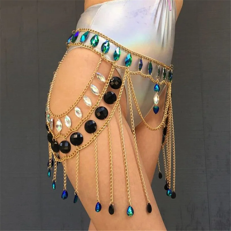 Shiny Big Gems Link Chain Mini Skirts Women Sexy Hollow Out Long Tassels Skirt 2019 Fashion Summer Beach Bling Rhinestones SkirtSequin Skirt