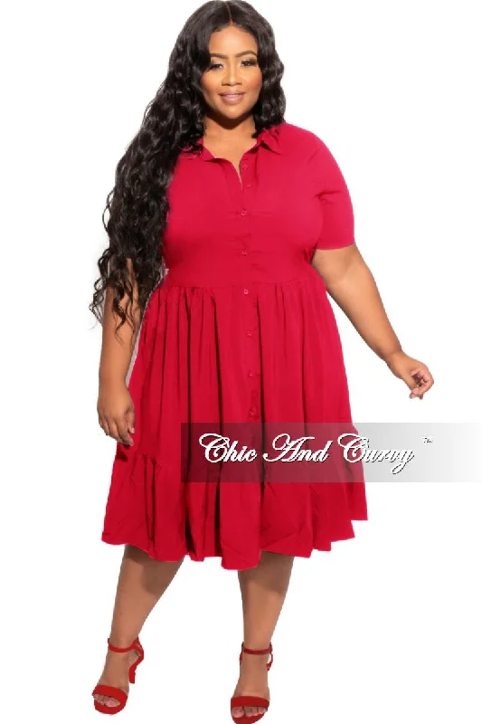 Final Sale Plus Size 3 Layer Bottom Dress in RedWomen's wedding tops