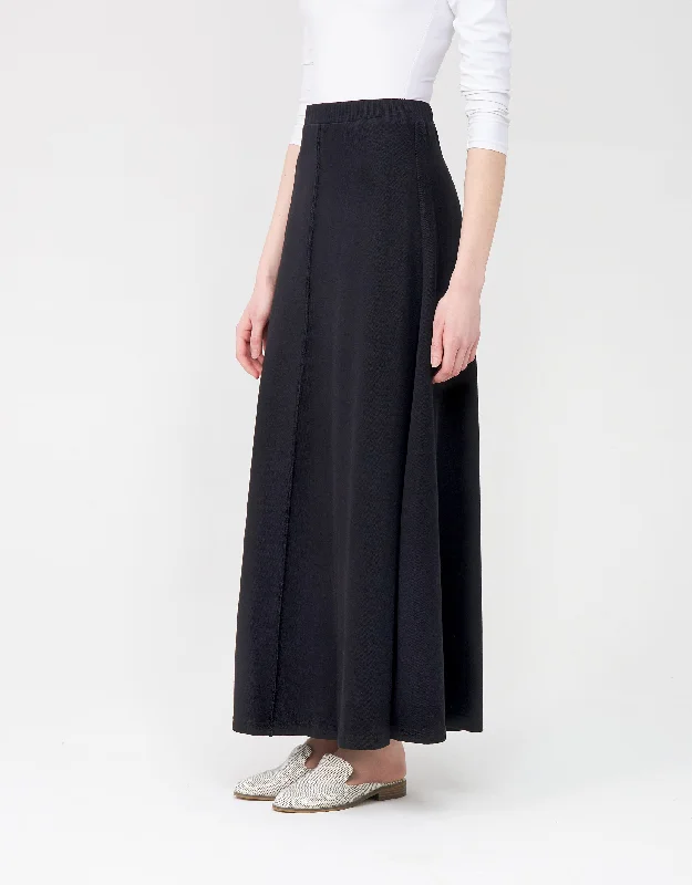 39" Ribbed Aline Skirt with Covered Elastic Waistband and Stitched SeamsDivided Skirt