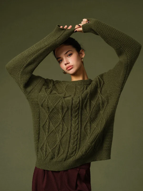 Acrylic Knit TopsCasual Round Neck Twist Sweater