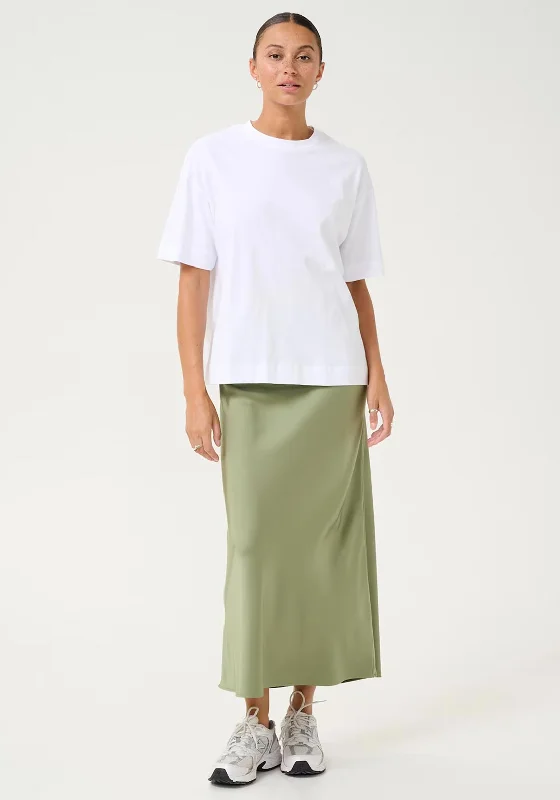 Kaffe Hill Satin Midi Skirt, GreenFormal Skirt