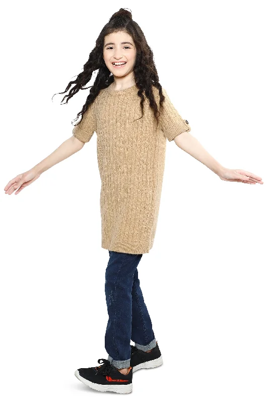 Angora Knit TopsGirls Sweater SKU: KGE-0157-BEIGIE