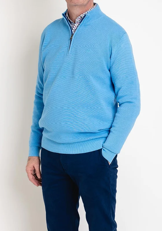 Athletic Knit TopsAndre Paris Ribbed Knit Quarter Zip Sweater, Blue