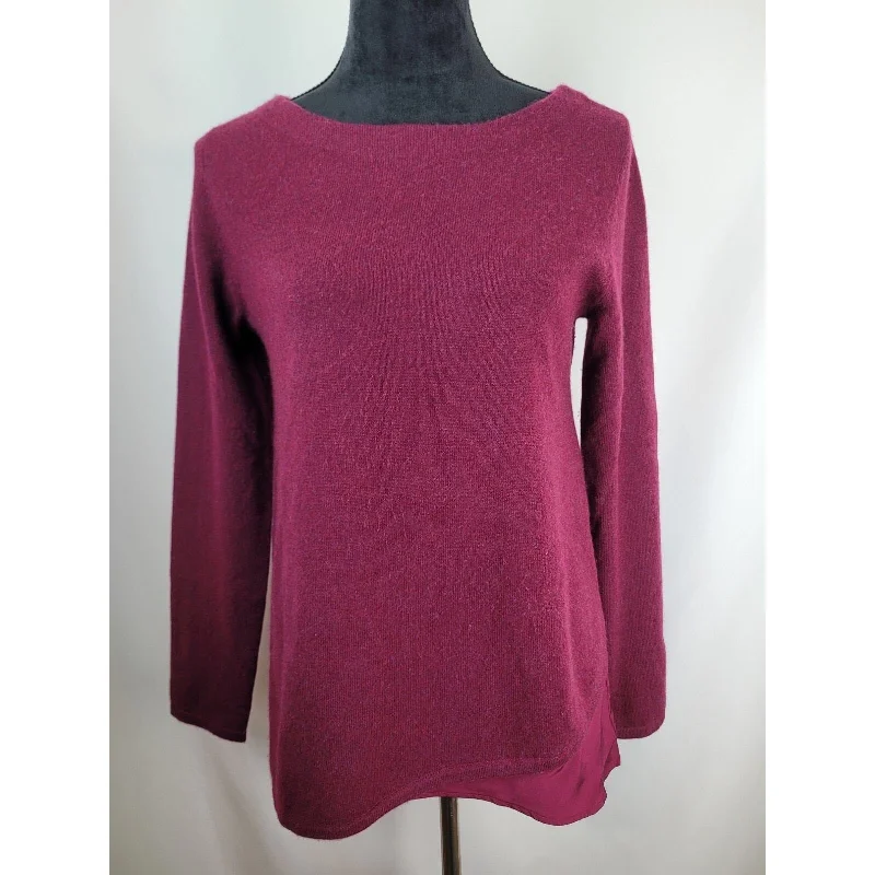 Branded Knit TopsGarnet Hill Women's Cahmere Silk Long Sleeve Sweater Wine Maroon Burgundy Sz S