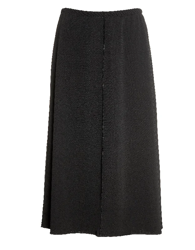 27" Lined Elastic Waist Crepe Skirt with Exposed Center Seam BlackSkater Skirt