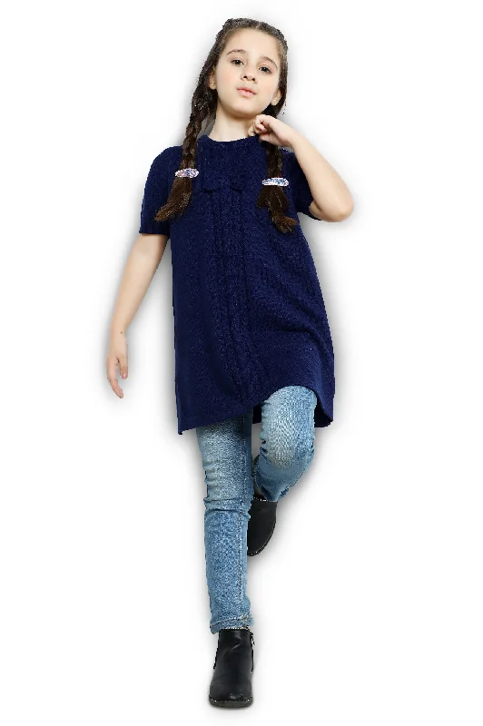 Thermal Knit TopsGirls Sweater SKU: KGE-0148-NAVY