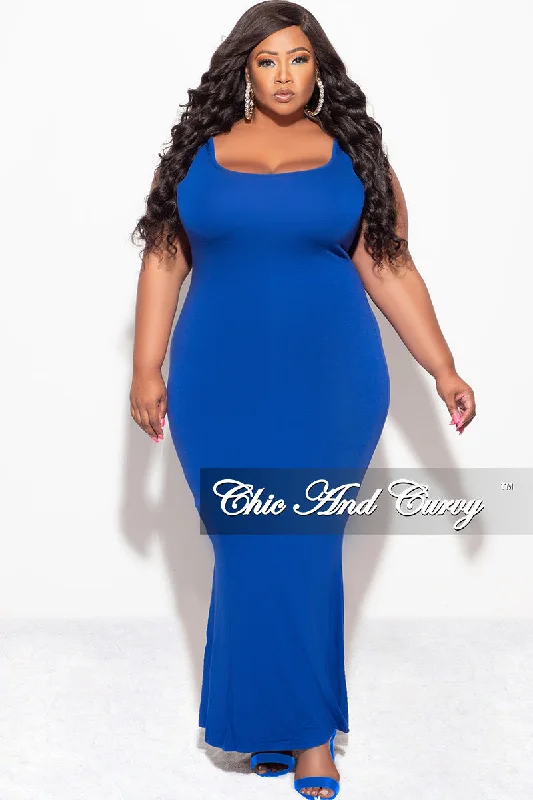 Final Sale Plus Size Tank Maxi Dress in Royal BlueWomen's home tops