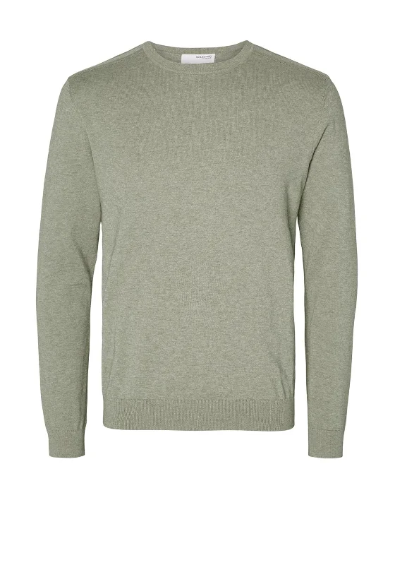 Tasseled Knit TopsSelected Homme Berg Crew Neck Sweater, Vetiver Melange