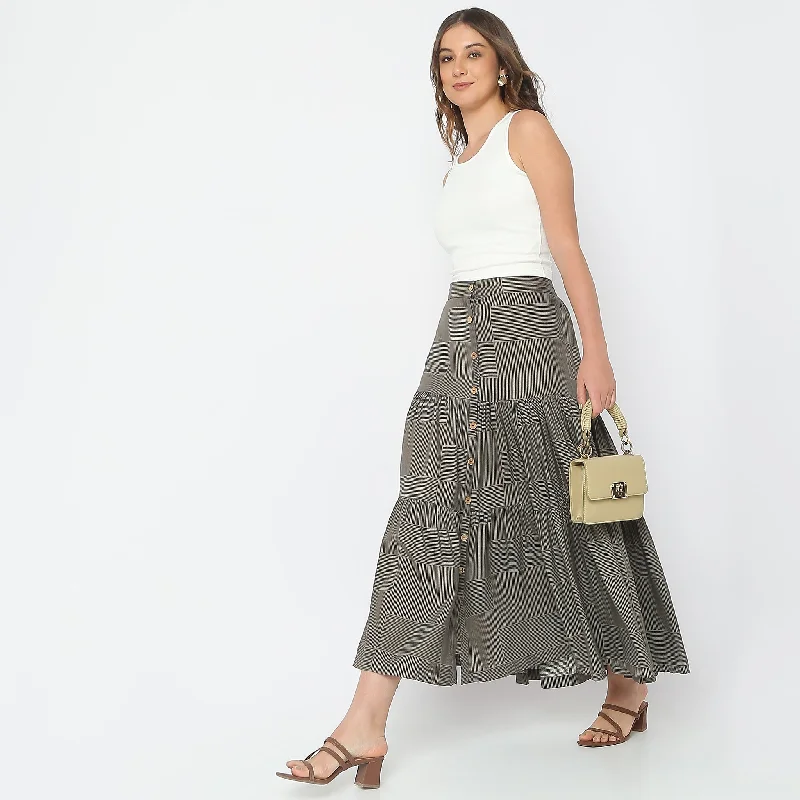 Flare Fit Printed High Rise SkirtReflective Skirt