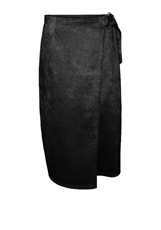 Vero Moda Thea Faux Suede Wrap Midi Skirt, BlackReflective Skirt