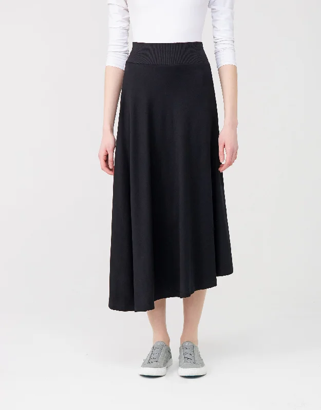 35" Jersey Asymmetrical Circle Skirt with Ribbed MidriffCrinoline