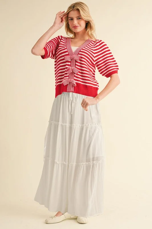 Solid Tiered Maxi SkirtLow-waisted Skirt