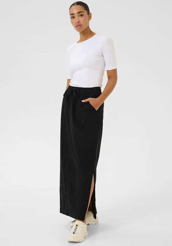 Kaffe Naya Liah Cargo Style Skirt, BlackSlit Skirt