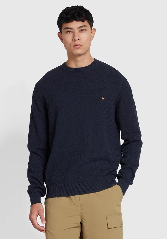 Recycled Fabric Knit TopsFarah Edwards Crew Neck Sweater, True Navy