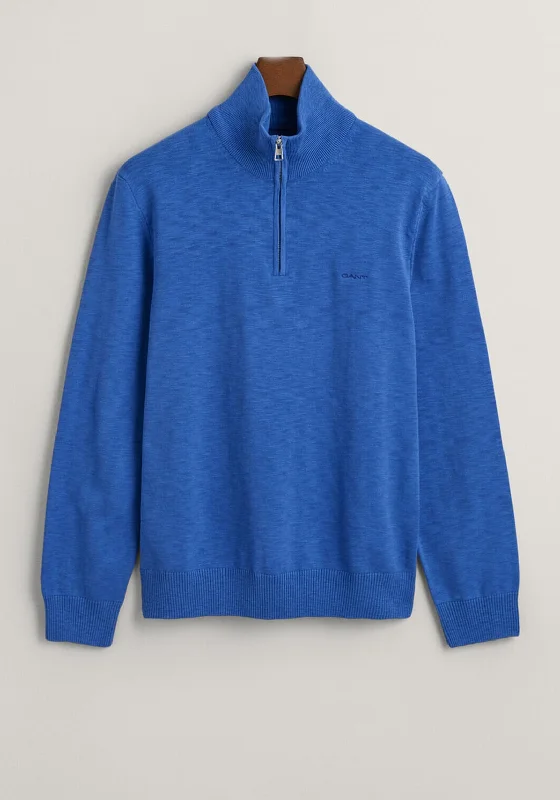 Acrylic Knit TopsGant Flamme Half Zip Sweater, Rich Blue