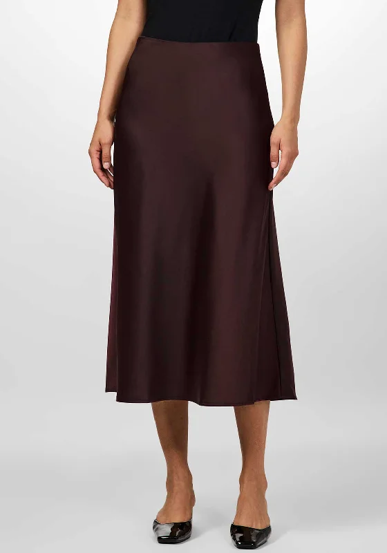 Y.A.S Pella High Waist Satin Midi Skirt, WineBall Skirt