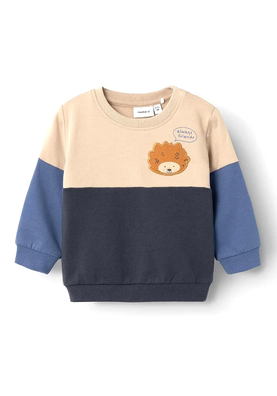 Velvet Knit TopsName It Baby Boy Rinos Long Sleeve Sweater, Bijou Blue