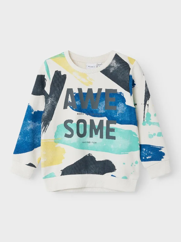 Velvet Knit TopsName It Mini Boy Bulgur Long Sleeve Sweater, Jet Stream