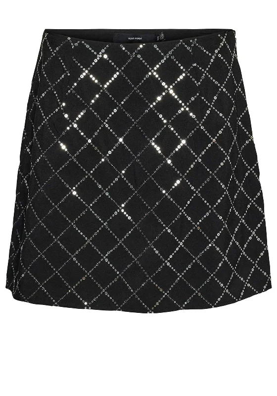 Vero Moda Evelin Sequin Mini Skirt, BlackModern Skirt