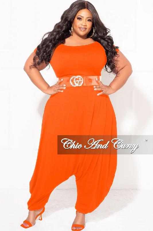 Final Sale Plus Size Harem Jumpsuit in OrangeLarge women's wool tops