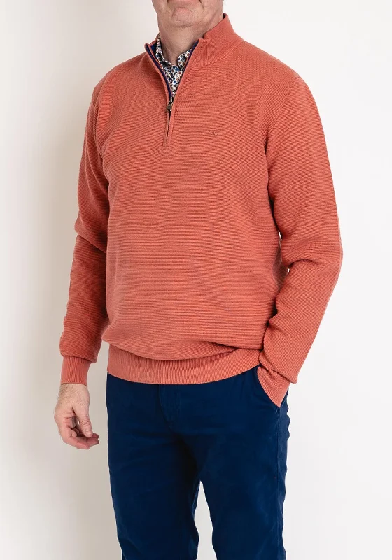 Performance Knit TopsAndre Paris Ribbed Knit Quarter Zip Sweater, Mango