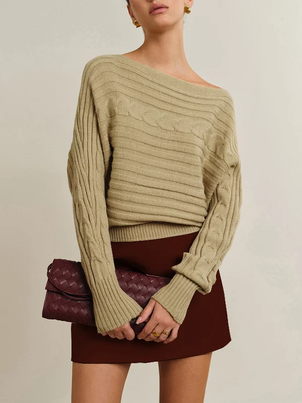 Luxury Knit TopsStraight Neck Twist Sweater