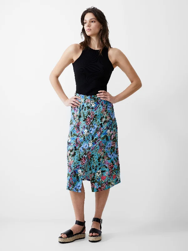 Blossom Drapey Button Midi SkirtHigh-low Skirt