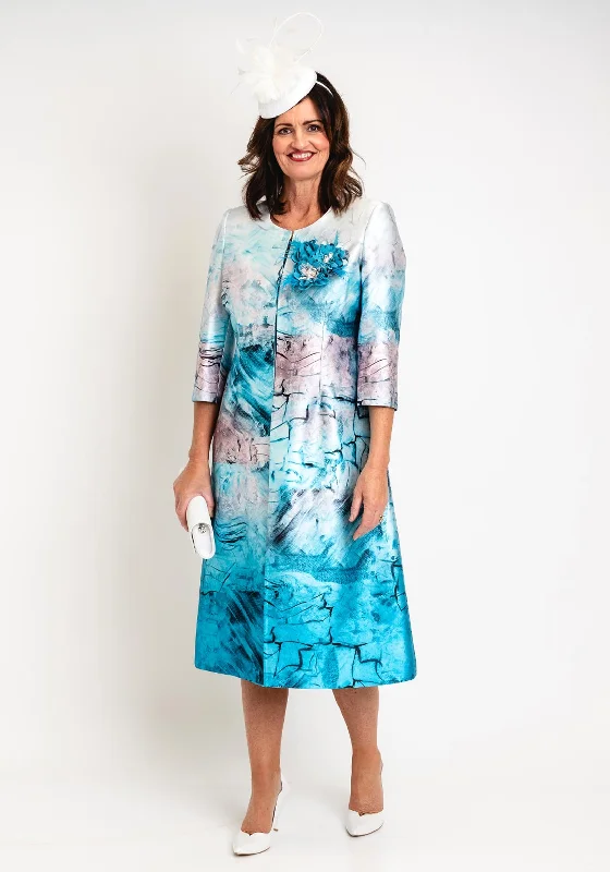 Ethnic DressOphelia Melita Gina Satin Print Jacket & Dress Set, Turquoise