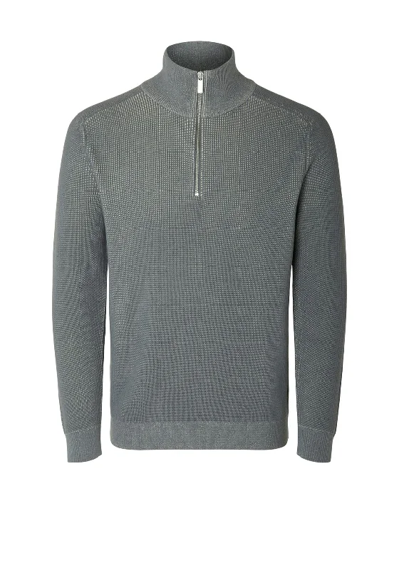 Fall Knit TopsSelected Homme Own Quarter Zip Sweater, Stormy Weather