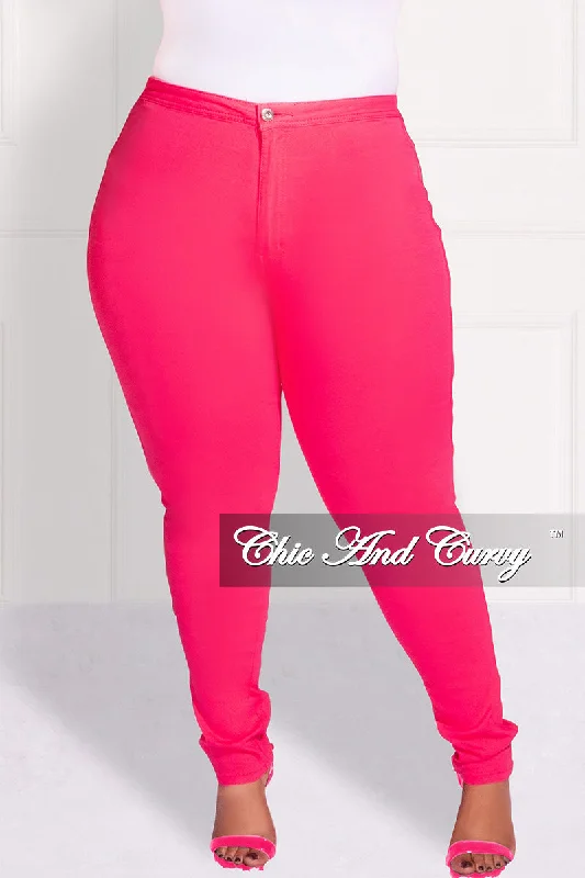 Final Sale Plus Size Jeans in Fuchsia (Jeans Only)Large women's windproof tops