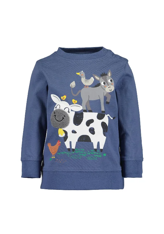 Yoga Knit TopsBlue Seven Baby Boy Animal Long Sleeve Sweater, Grey