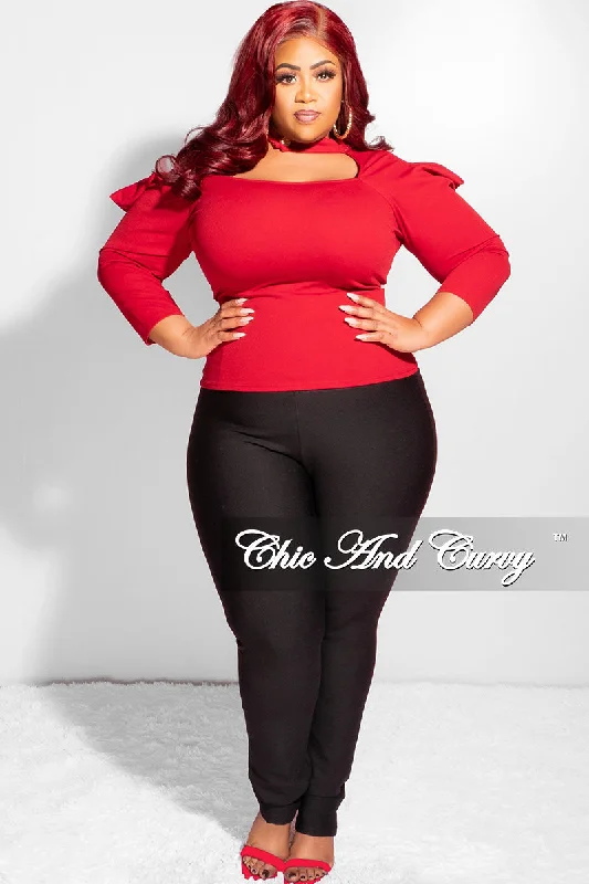 Final Sale Plus Size Long Sleeve Cutout Top in BurgundyPlus size women's denim tops