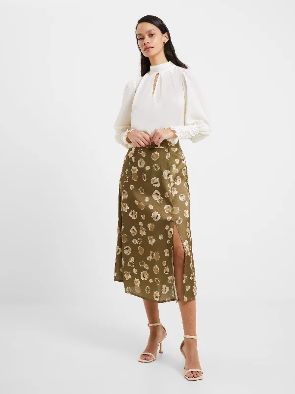 Bronwen Aleeya Satin Midi SkirtHigh-waisted Skirt