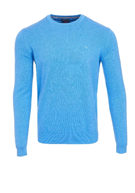 French Terry Knit TopsAndre Cobh Crew Neck Sweater, Blue